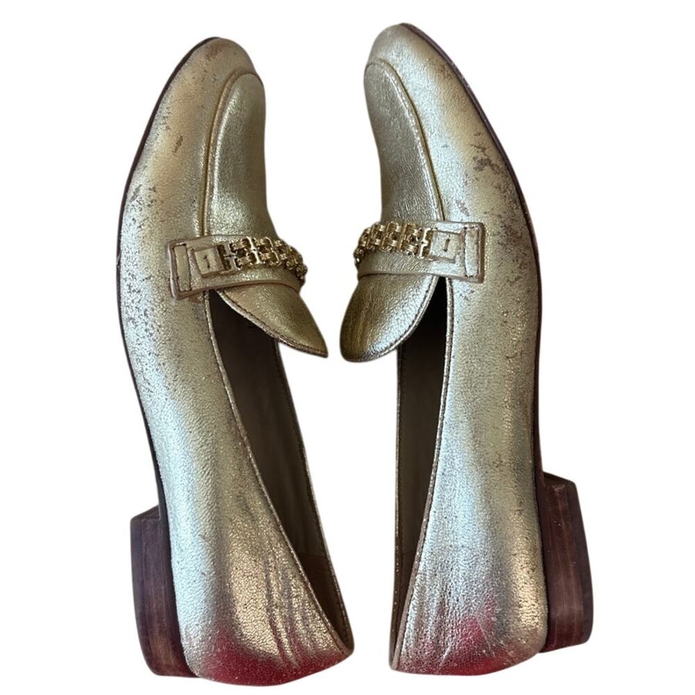 Tory‎ Burch Gemini Link Metallic Gold Loafers 9 - Picture 9 of 13